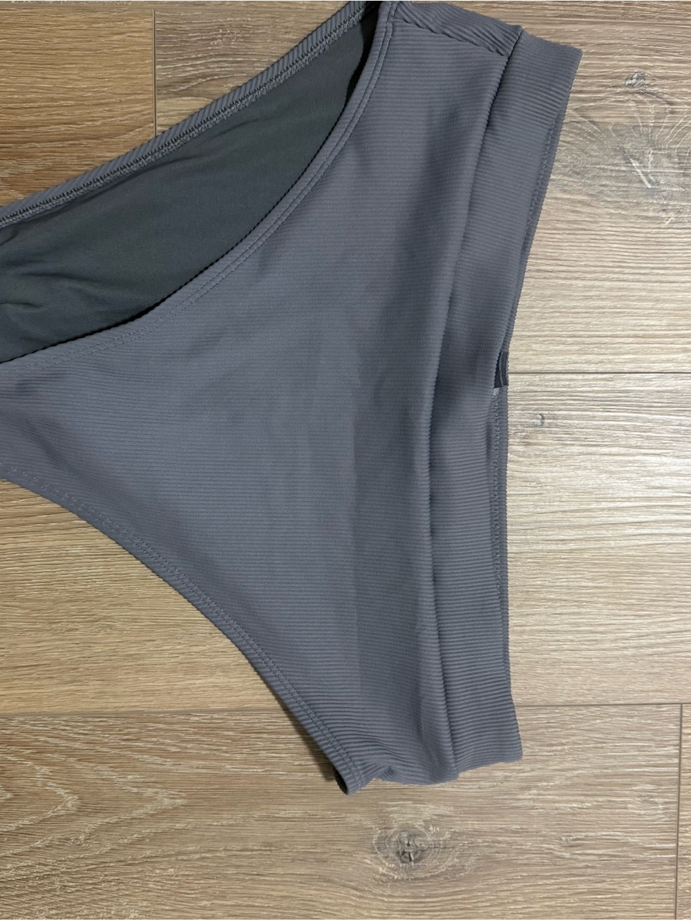 aerie Ribbed High-Cut Bikini Bottom - Charcoal